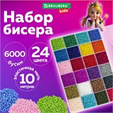 Набор для создания бижутерии и украшений из бисера BEADS SET, 6000 элементов, 24 вида, BRAUBERG KIDS, 664696 664696