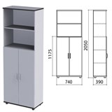 Шкаф полузакрытый "Монолит", 740х390х2050 мм, цвет серый (КОМПЛЕКТ) 980080