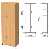Шкаф закрытый "Монолит", 740х390х2050 мм, цвет бук бавария (КОМПЛЕКТ) 980087