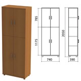 Шкаф закрытый "Монолит", 740х390х2050 мм, цвет орех гварнери (КОМПЛЕКТ) 980091