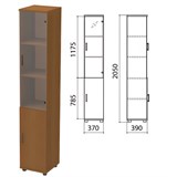 Шкаф закрытый со стеклом "Монолит", 370х390х2050 мм, цвет орех гварнери (КОМПЛЕКТ) 980100