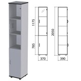 Шкаф закрытый со стеклом "Монолит", 370х390х2050 мм, цвет серый (КОМПЛЕКТ) 980101