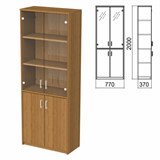 Шкаф закрытый со стеклом "Арго", 770х370х2000 мм, орех (КОМПЛЕКТ) 981556