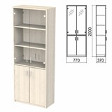 Шкаф закрытый со стеклом "Арго", 770х370х2000 мм, ясень шимо (КОМПЛЕКТ) 981558