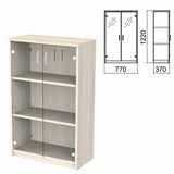 Шкаф закрытый со стеклом "Арго", 770х370х1220 мм, ясень шимо (КОМПЛЕКТ) 981563