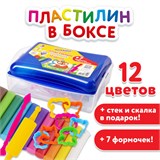 Пластилин в боксе ЮНЛАНДИЯ "ЮНЛАНДИК В ЗООПАРКЕ", 12 цветов, 130 г, скалка, стек, 7 формочек, 105863 105863