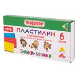 Пластилин классический ПИФАГОР ЭНИКИ-БЕНИКИ СУПЕР, 6 цветов, 120 г, стек, 106428 106428