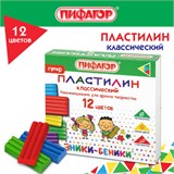 Пластилин классический ПИФАГОР ЭНИКИ-БЕНИКИ СУПЕР, 12 цветов, 120 г, стек, 106505 106505