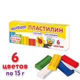 Пластилин мягкий ЮНЛАНДИЯ ВЕСЕЛЫЙ ШМЕЛЬ, 6 цветов, 90 г, СО СТЕКОМ, 106671 106671