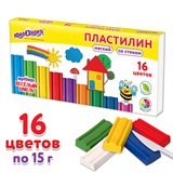 Пластилин мягкий ЮНЛАНДИЯ ВЕСЕЛЫЙ ШМЕЛЬ, 16 цветов, 240 г, СО СТЕКОМ, 106673 106673