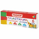 Пластилин классический ПИФАГОР Веселая такса, 6 цветов, 90 г, СО СТЕКОМ, 106674 106674