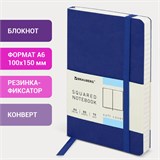 Блокнот МАЛЫЙ ФОРМАТ (100x150 мм) А6, BRAUBERG "Metropolis Ultra", под кожу, 80 л., клетка, синий, 111025 111025