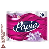 Бумага туалетная бытовая, спайка 12 шт., 3-слойная (12х16,8 м), PAPIA, Балийский цветок 112050