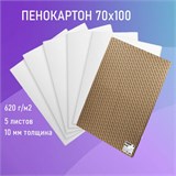 Пенокартон матовый, 70х100 см, толщина 10 мм, белый, КОМПЛЕКТ 5 листов, BRAUBERG, 112476 112476