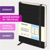Блокнот МАЛЫЙ ФОРМАТ (100x150 мм) А6, BRAUBERG "Metropolis Ultra", под кожу, 80 л., клетка, черный, 113324 113324
