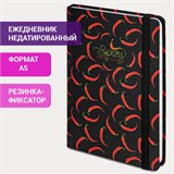 Ежедневник недатированный с резинкой А5 (145х203 мм), BRAUBERG, твердый, 128 л., "Spicy", 114560 114560
