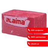Салфетки бумажные 400 шт., 24х24 см, "Big Pack", красные, 100% целлюлоза, LAIMA, 114727 114727