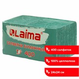 Салфетки бумажные 400 шт., 24х24 см, "Big Pack", зелёные, 100% целлюлоза, LAIMA, 114728 114728
