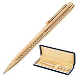 Ручка подарочная шариковая GALANT "Graven Gold", корпус золотистый с гравировкой, золотистые детали, пишущий узел 0,7 мм, синяя, 140466 140466