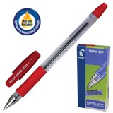 Ручка шариковая масляная с грипом PILOT "BPS-GP", КРАСНАЯ, корпус прозрачный, узел 0,7 мм, линия письма 0,21 мм, BPS-GP-F 141864