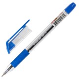 Ручка шариковая масляная с грипом STAFF OBP-279, СИНЯЯ, игольчатый узел 0,7 мм, линия письма 0,35 мм, 142988 142988