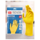 Перчатки резиновые OfficeClean Стандарт+хозяйственные,супер прочные,р.M,желтые,пакет с европодвесом 257669