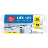 Мешки д/мусора 35л OfficeClean ПНД, 48*55 см, 7мкм, 30шт., белые, в рулоне 297828