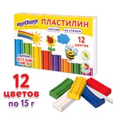 Пластилин мягкий ЮНЛАНДИЯ ВЕСЕЛЫЙ ШМЕЛЬ, 12 цветов, 180 г, СО СТЕКОМ, 106672 106672