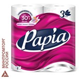 Бумага туалетная бытовая, спайка 4 шт., 3-слойная (4 х 16,8 м), PAPIA, белая 112047