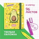 Блокнот с резинкой в клетку 96 л., МАЛЫЙ ФОРМАТ А6 (109х148 мм), твердая обложка, ЮНЛАНДИЯ, "Авокадо", 113745 113745
