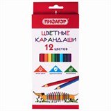 Карандаши цветные ПИФАГОР "Веселая такса", 12 цветов, шестигранные, натуральное дерево, 181806 181806