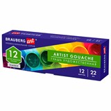 Гуашь художественная BRAUBERG ART CLASSIC, НАБОР 12 цветов в баночках по 22 мл, 191585 191585
