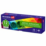 Гуашь художественная BRAUBERG ART CLASSIC, НАБОР 12 цветов в баночках по 40 мл, 191586 191586