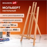 Мольберт настольный из бука 24х30х46 см, высота холста до 50 см, лакированный, BRAUBERG ART CLASSIC, 192255 192255