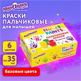 Краски пальчиковые для малышей от 1 года, классические цвета, 6 по 35 мл, ЮНЛАНДИЯ, 192567 192567