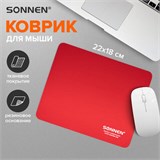 Коврик для мыши SONNEN "RED", резина + ткань, 220х180х3 мм, 513306 513306