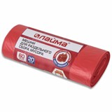 Мешки для раздельного сбора мусора 60 л красные, в рулоне 20 шт., ПНД 10 мкм, 58х68 см, LAIMA, 606702 606702