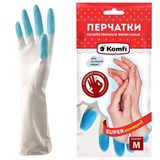 Перчатки МНОГОРАЗОВЫЕ виниловые SUPER КОМФОРТ, гипоаллергенные, размер M (средний), вес 88 г, Komfi, ADM, 25590 609370