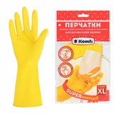 Перчатки МНОГОРАЗОВЫЕ латексные "Для деликатной уборки", размер XL (очень большой), вес 32 г, KOMFI, DGL019L 700897