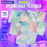 Тетради предметные со справочным материалом, КОМПЛЕКТ 10 ПРЕДМЕТОВ, 48 л., SoftTouch, фольга, BRAUBERG, "PASTEL", 404031 404031