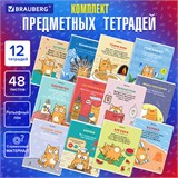 Тетради предметные, КОМПЛЕКТ 12 ПРЕДМЕТОВ, 48 л., TWIN-лак, BRAUBERG, "КОТ-ЭНТУЗИАСТ", 404609 404609