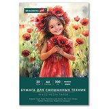 {{photo.Alt || photo.Description || 'Бумага для смешанных техник (акварель/карандаш/пастель) MixMedia, 200 г/м2, А4, 20 л. в папке, BRAUBERG ART CLASSIC, &quot;Маки&quot;, 116963'}}