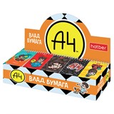 Блокнот МАЛЫЙ ФОРМАТ А7, 40 л., гребень, картон, клетка, дисплей, HATBER, Ассорти 