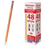 {{photo.Alt || photo.Description || 'Карандаши чернографитные простые с ластиком HB, ВЫГОДНАЯ УПАКОВКА КОМПЛЕКТ 48 штук, ОФИСМАГ, 180639'}}