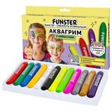 {{photo.Alt || photo.Description || 'Аквагрим для лица и тела, 12 цветов (6 классических + 3 неон + 3 метал), 10 трафаретов, FUNSTER (ФАНСТЕР), 192575'}}