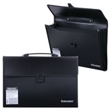 {{photo.Alt || photo.Description || 'Папка-портфель пластиковая BRAUBERG А4+ (390х260х40 мм), 3 отделения, фактура линейная, черная, 221389'}}