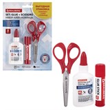 {{photo.Alt || photo.Description || 'Набор: клей + ножницы BRAUBERG (клей-карандаш PVP 10 г, клей ПВА 45 г, ножницы 13 см), блистер, 271979'}}