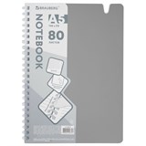 {{photo.Alt || photo.Description || 'Тетрадь обложка пластик, А5 80 л., гребень мягкий, вырубка для ручки, клетка, BRAUBERG, серый, 405377'}}