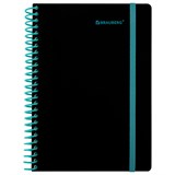 {{photo.Alt || photo.Description || 'Тетрадь обложка пластик, А5 80 л., спираль пластик, резинка, клетка, BRAUBERG, черный/синий, 405385'}}