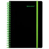 {{photo.Alt || photo.Description || 'Тетрадь обложка пластик, А5 80 л., спираль пластик, резинка, клетка, BRAUBERG, черный/зеленый, 405387'}}